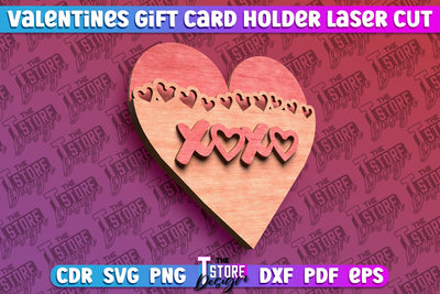 Valentine's Day Gift Card Holder | Gift Idea | Greeting Card | CNC File SVG The T Store Design 
