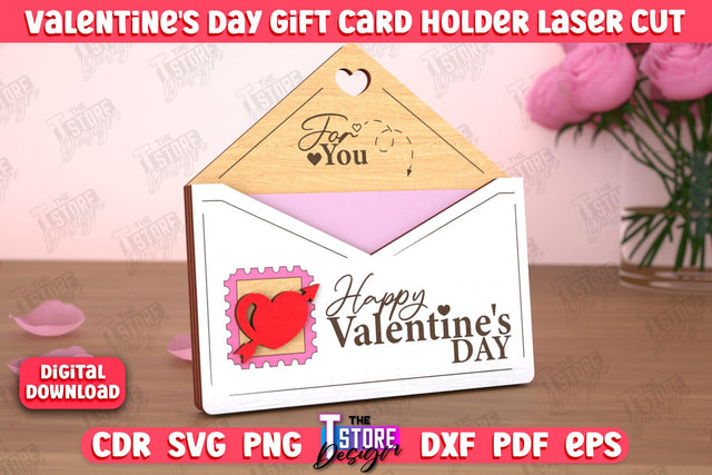 Valentine's Day Gift Card Holder | Gift Idea | Greeting Card | CNC File SVG The T Store Design 