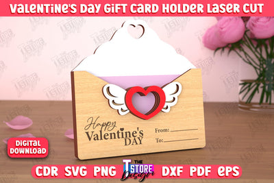 Valentine's Day Gift Card Holder | Gift Idea | Greeting Card | CNC File SVG The T Store Design 