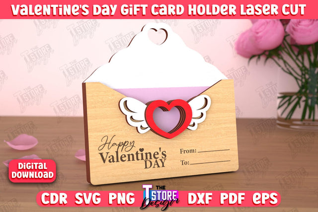 Valentine's Day Gift Card Holder | Gift Idea | Greeting Card | CNC File SVG The T Store Design 
