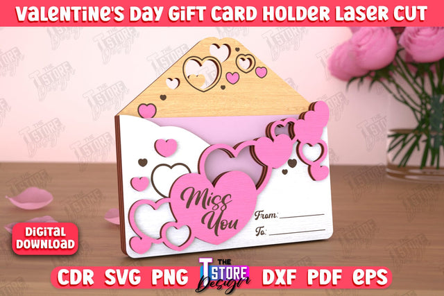 Valentine's Day Gift Card Holder | Gift Idea | Greeting Card | CNC File SVG The T Store Design 