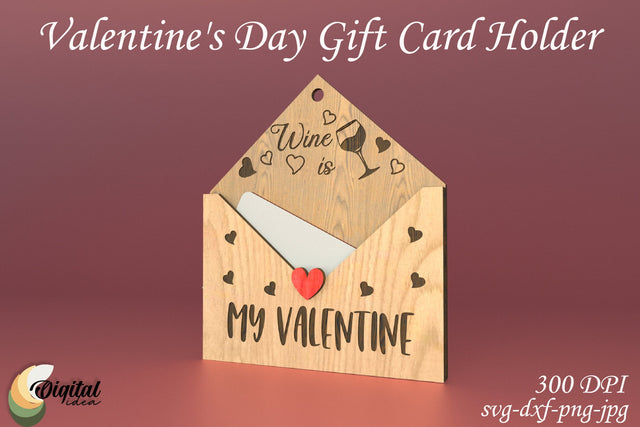 Valentine's Day Gift Card Holder. Laser Cut Design SVG Evgenyia Guschina 