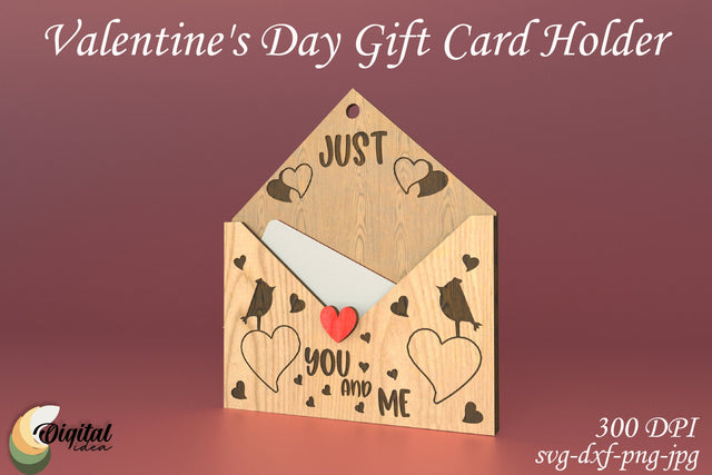 Valentine's Day Gift Card Holder. Laser Cut Design SVG Evgenyia Guschina 