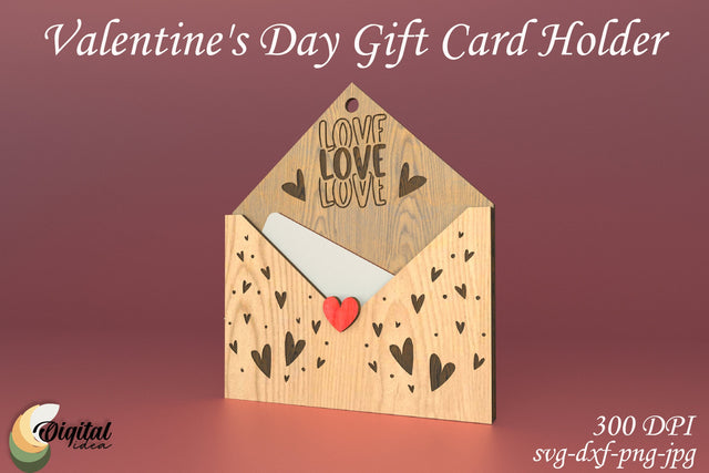 Valentine's Day Gift Card Holder. Laser Cut Design SVG Evgenyia Guschina 
