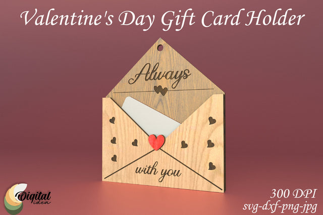 Valentine's Day Gift Card Holder. Laser Cut Design SVG Evgenyia Guschina 