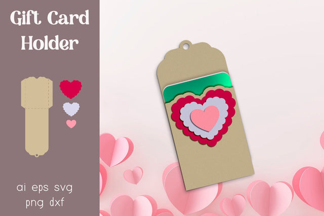 Valentine's Day gift card holder svg, Heart gift tag papercut SVG AnastasiyaArtDesign 