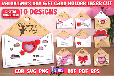 Valentine's Day Gift Card Holders Bundle | Gift Idea | Greeting Cards | CNC Files SVG The T Store Design 