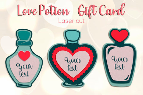 Valentine's Day gift card with love potion, 3d papercut bookmark SVG AnastasiyaArtDesign 