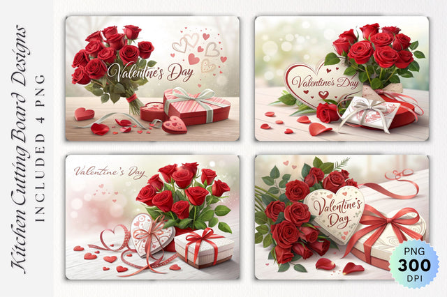 Valentine's Day Gift Cutting Board Roses & Love Notes Sublimation Regulrcrative 