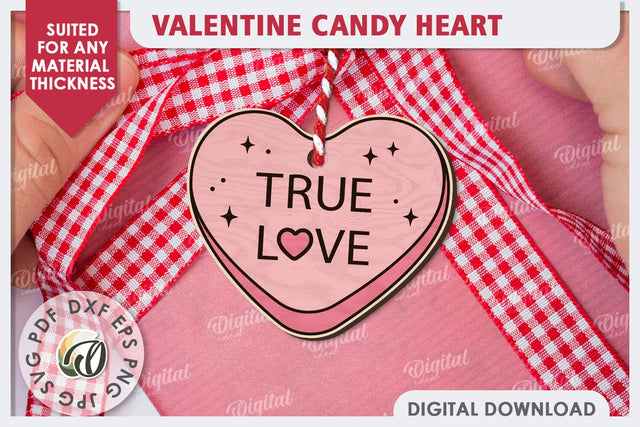 Valentine's Day Gift Tag Laser Cut Design. Candy Heart SVG SVG Evgenyia Guschina 