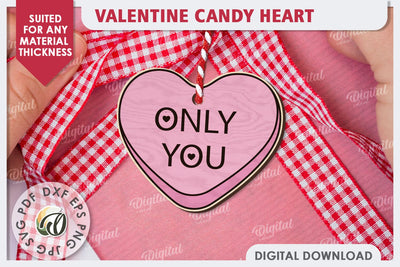 Valentine's Day Gift Tag Laser Cut Design. Candy Heart SVG SVG Evgenyia Guschina 