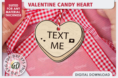 Valentine's Day Gift Tag Laser Cut Design. Candy Heart SVG SVG Evgenyia Guschina 