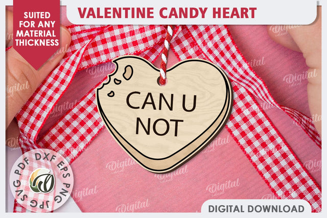 Valentine's Day Gift Tag Laser Cut Design. Candy Heart SVG SVG Evgenyia Guschina 