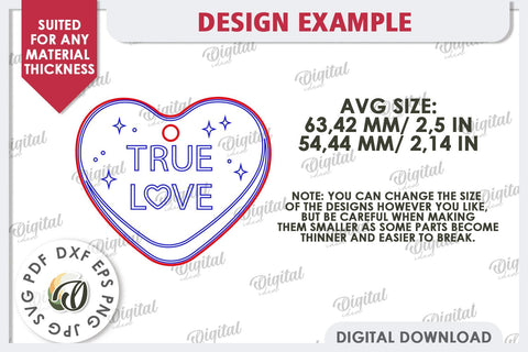 Valentine's Day Gift Tag Laser Cut Design. Candy Heart SVG SVG Evgenyia Guschina 