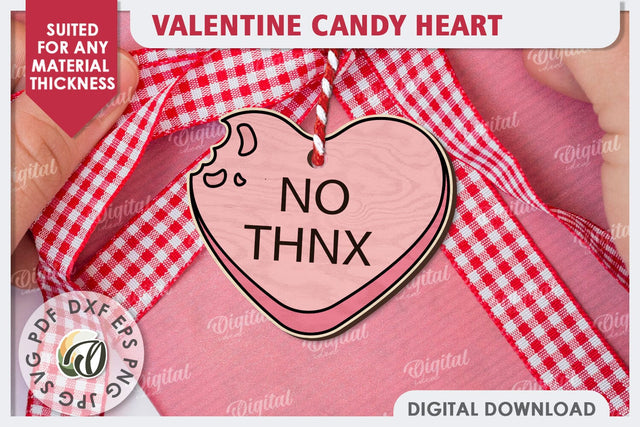 Valentine's Day Gift Tag Laser Cut Design. Candy Heart SVG SVG Evgenyia Guschina 