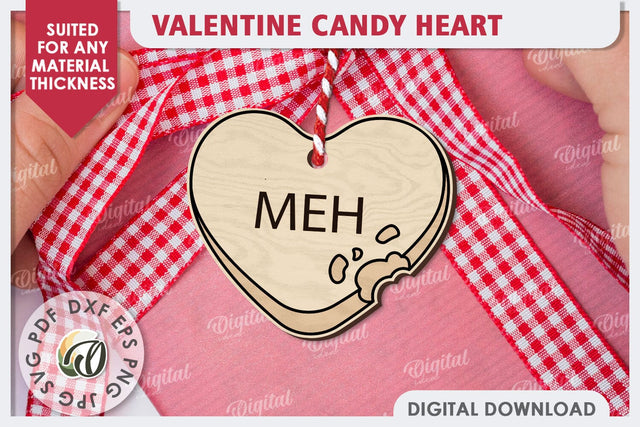Valentine's Day Gift Tag Laser Cut Design. Candy Heart SVG SVG Evgenyia Guschina 