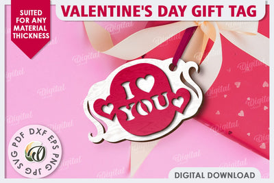Valentine's Day Gift Tag Laser Cut. Valentine Sign SVG SVG Evgenyia Guschina 