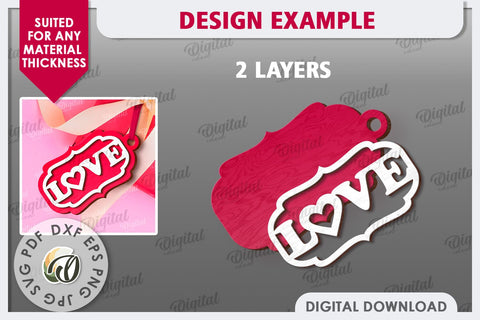 Valentine's Day Gift Tag Laser Cut. Valentine Sign SVG SVG Evgenyia Guschina 