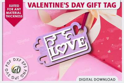 Valentine's Day Gift Tag Laser Cut. Valentine Sign SVG SVG Evgenyia Guschina 