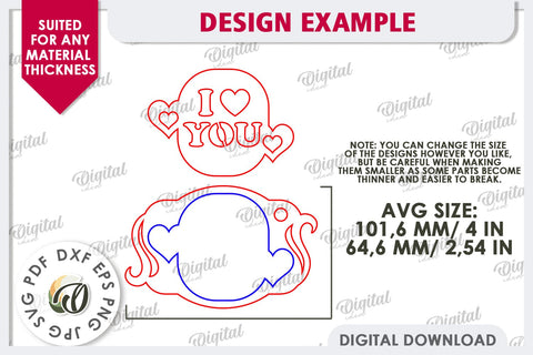 Valentine's Day Gift Tag Laser Cut. Valentine Sign SVG SVG Evgenyia Guschina 