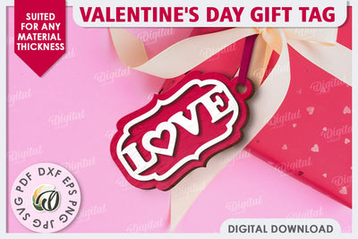 Valentine's Day Gift Tag Laser Cut. Valentine Sign SVG SVG Evgenyia Guschina 