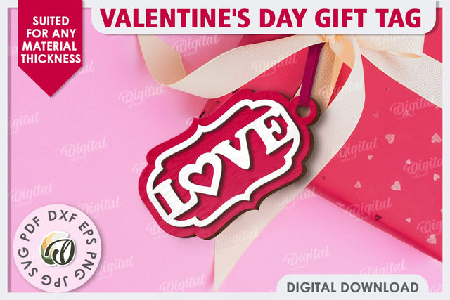 Valentine's Day Gift Tag Laser Cut. Valentine Sign SVG SVG Evgenyia Guschina 