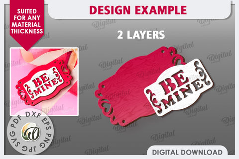 Valentine's Day Gift Tags Laser Cut Bundle. Valentine Signs SVG Evgenyia Guschina 