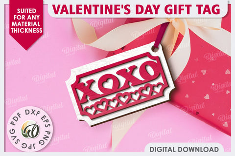 Valentine's Day Gift Tags Laser Cut Bundle. Valentine Signs SVG Evgenyia Guschina 