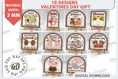 Valentines Day Gifts Laser Cut Bundle. Laser Cut Stand SVG SVG Evgenyia Guschina 