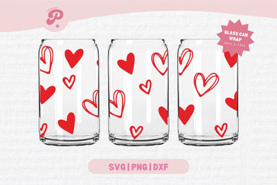 Valentine's Day Glass Can SVG | V Day, Bow, Heart, Love, Candy Hearts, Boho, Cherry Bow, Conversation Hearts | Silhouette Cameo, Cricut DIY SVG Totally Posie 