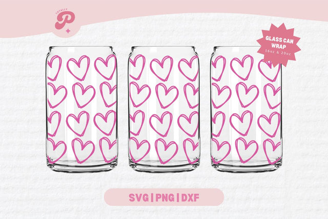 Valentine's Day Glass Can SVG | V Day, Bow, Heart, Love, Candy Hearts, Boho, Cherry Bow, Conversation Hearts | Silhouette Cameo, Cricut DIY SVG Totally Posie 