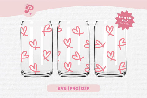 Valentine's Day Glass Can SVG | V Day, Bow, Heart, Love, Candy Hearts, Boho, Cherry Bow, Conversation Hearts | Silhouette Cameo, Cricut DIY SVG Totally Posie 