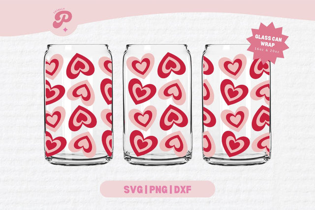 Valentine's Day Glass Can SVG | V Day, Bow, Heart, Love, Candy Hearts, Boho, Cherry Bow, Conversation Hearts | Silhouette Cameo, Cricut DIY SVG Totally Posie 