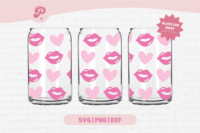 Valentine's Day Glass Can SVG | V Day, Bow, Heart, Love, Candy Hearts, Boho, Cherry Bow, Conversation Hearts | Silhouette Cameo, Cricut DIY SVG Totally Posie 