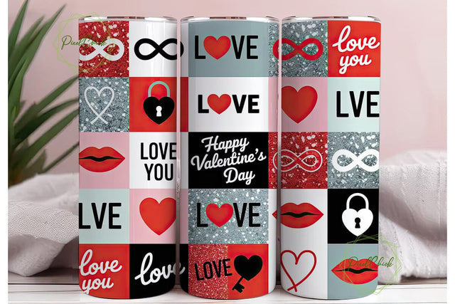 Valentine's Day Glitter 20oz Tumbler Sublimation PixelChick 
