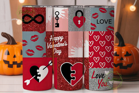 Valentine's Day Glitter 20oz Tumbler Sublimation PixelChick 