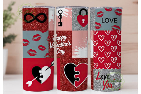 Valentine's Day Glitter 20oz Tumbler Sublimation PixelChick 