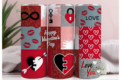 Valentine's Day Glitter 20oz Tumbler Sublimation PixelChick 