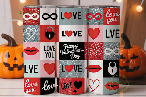 Valentine's Day Glitter 20oz Tumbler Sublimation PixelChick 