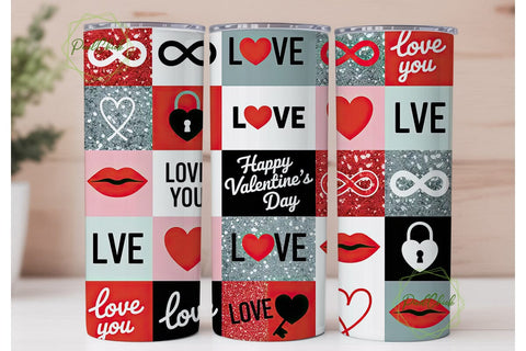 Valentine's Day Glitter 20oz Tumbler Sublimation PixelChick 