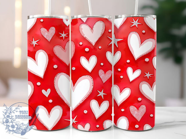 Valentines Day Glitter Hearts 20oz Tumbler, Valentines Day Design, Seamless Tumbler Wrap, 20oz Sublimation, Love Hearts Drinkware, Romantic Gift, Cute Valentine Mug Sublimation ToriDesigns 