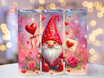Valentines Day Gnome 20oz Tumbler Wrap PNG, Valentines Gnome Sublimation Design Sublimation SvggirlplusArt 