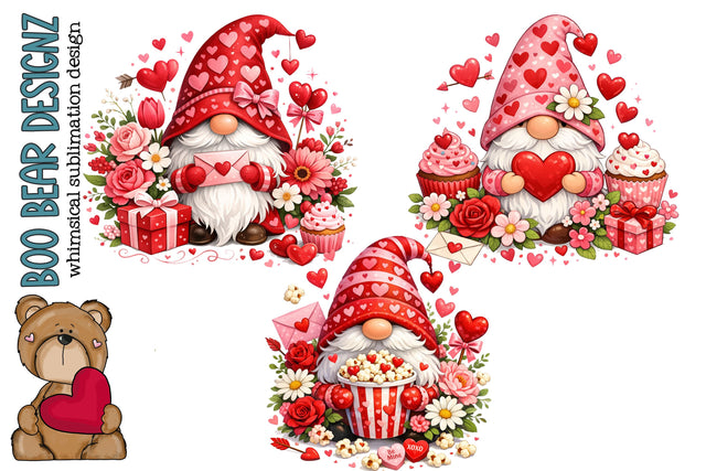 Valentines' day Gnome Clipart Sublimation Boo Bear Designz 
