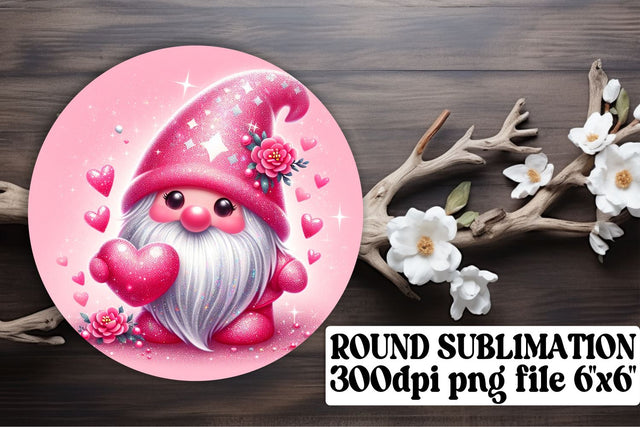 Valentines Day Gnome Decor: Circle & Keychain Sublimation, Coaster Included Sublimation afrosvg 