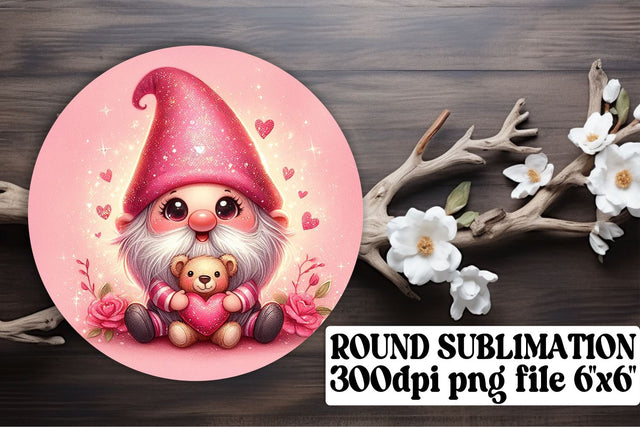 Valentines Day Gnome Decor: Sublimation Circle, Keychain, Coaster Delight Sublimation afrosvg 