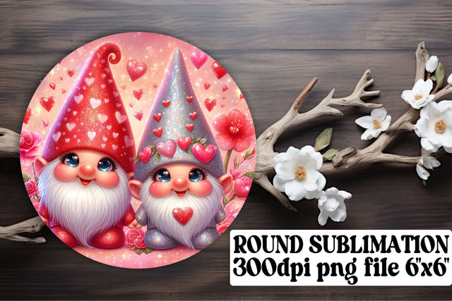 Valentines Day Gnome Decor: Sublimation Circle, Keychain, Coaster Sublimation afrosvg 