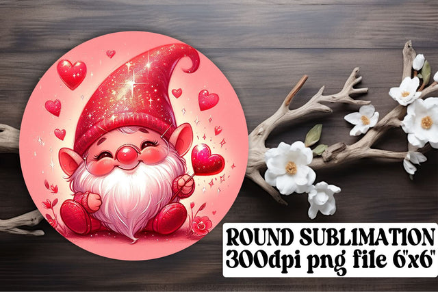Valentines Day Gnome Delights: Sublimation Circle Decor & More - Keychain, Coaster Sublimation afrosvg 