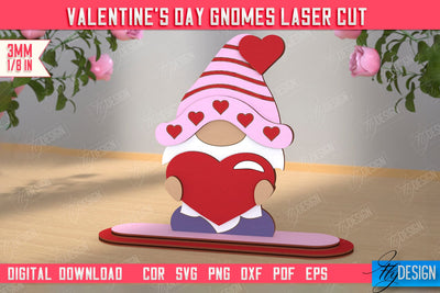 Valentine's Day Gnome | Table Statuette | Valentine's Figurine | Holiday | CNC File SVG Fly Design 