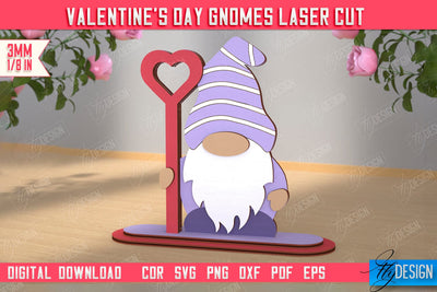 Valentine's Day Gnome | Table Statuette | Valentine's Figurine | Holiday | CNC File SVG Fly Design 