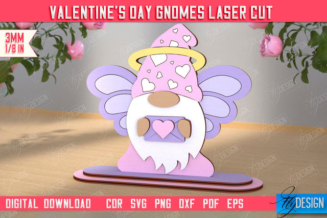 Valentine's Day Gnome | Table Statuette | Valentine's Figurine | Holiday | CNC File SVG Fly Design 